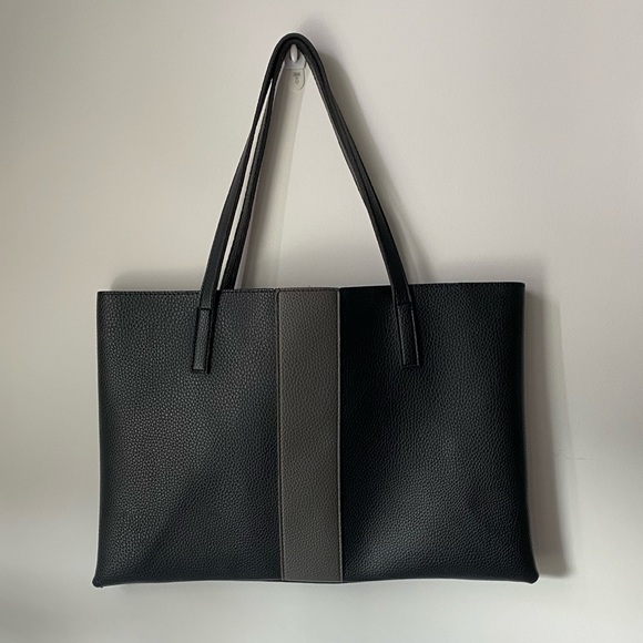 Vince Camuto Handbags - Vince Camuto Vegan Leather Tote - Black and Grey